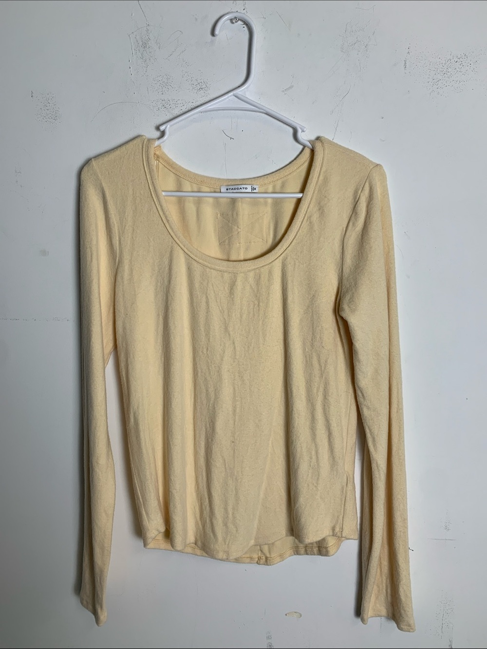 Staccato Pale Yellow Long Sleeve Scoop Neck Tee